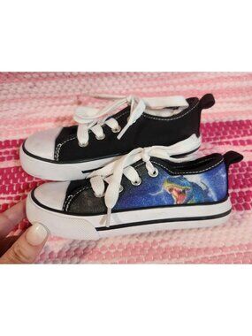 Natural Steps Boys Dinosaur Canvas Low Top Sneakers Size 8